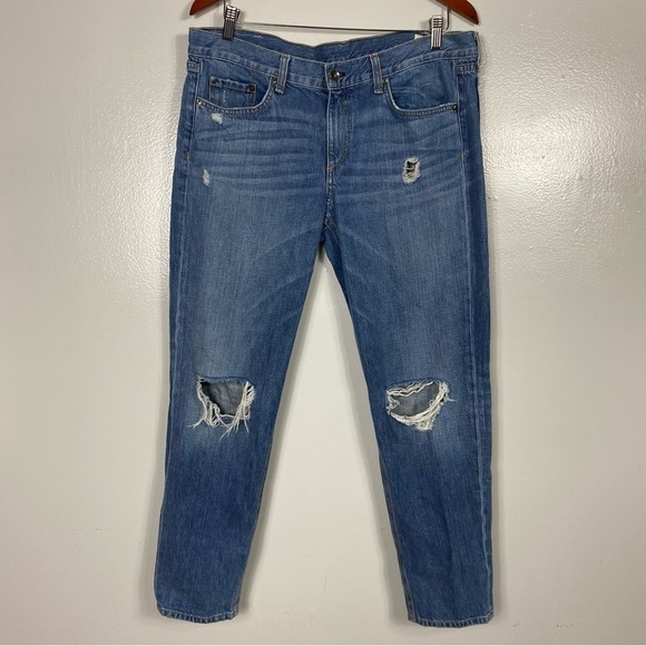 rag & bone Boyfriend Moss Ripped-Knee Jeans - Picture 3 of 12